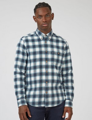 Ben Sherman Brushed Ombre Check Flannel Ingek Zöld | 564-MVHNOJ