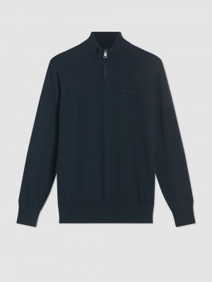 Ben Sherman Merino Half-Zip Kötöttáru Fekete | 148-GEVBAL