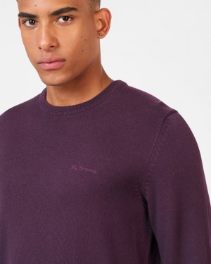 Ben Sherman Signature Crewneck Kötöttáru Lila | 879-SMPYHV