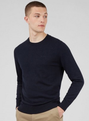 Ben Sherman Signature Crewneck Kötöttáru Sötétkék | 835-JPIXOY