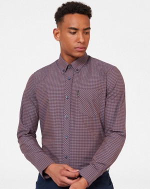 Ben Sherman Signature Gingham Long-Sleeve Ingek Lila | 368-PINTAW