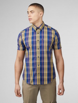 Ben Sherman Signature Irregular Check Ingek Kék | 069-KCSUQD