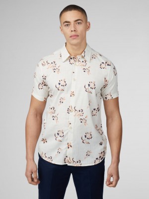 Ben Sherman Signature Linear Floral Ingek Fehér | 241-MGDHAC