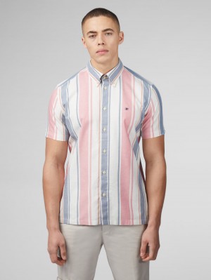 Ben Sherman Signature Multicolor Stripe Ingek Sötétrózsaszín | 156-UCPWFJ