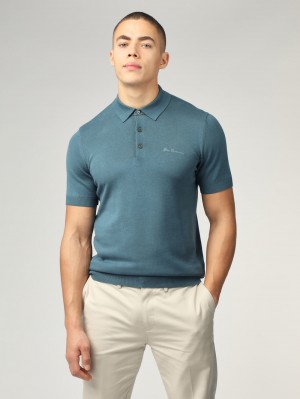 Ben Sherman Signature Short Sleeve Polo Kötöttáru Türkiz | 051-DQIJYM