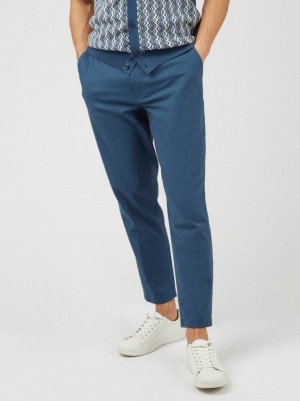 Ben Sherman Signature Slim Taper Linen Nadrág Kék | 521-SAJGPW