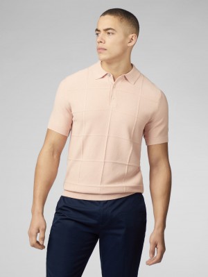 Ben Sherman Signature Textured Polo Kötöttáru Rózsaszín | 851-SBNOUH