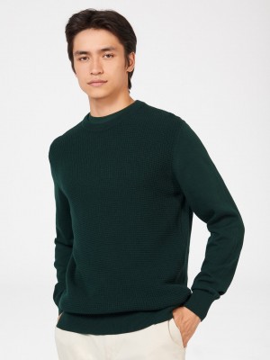 Ben Sherman Textured Crewneck Kötöttáru Sötétzöld | 928-DCWJFV