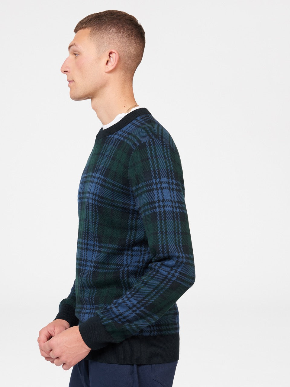 Ben Sherman Blackwatch Check Crewneck Kötöttáru Fekete | 632-SRLBAQ