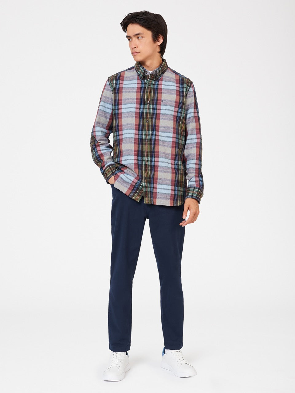 Ben Sherman Brushed Multicolour Check Oxford Ingek Kék | 015-ARDEZU