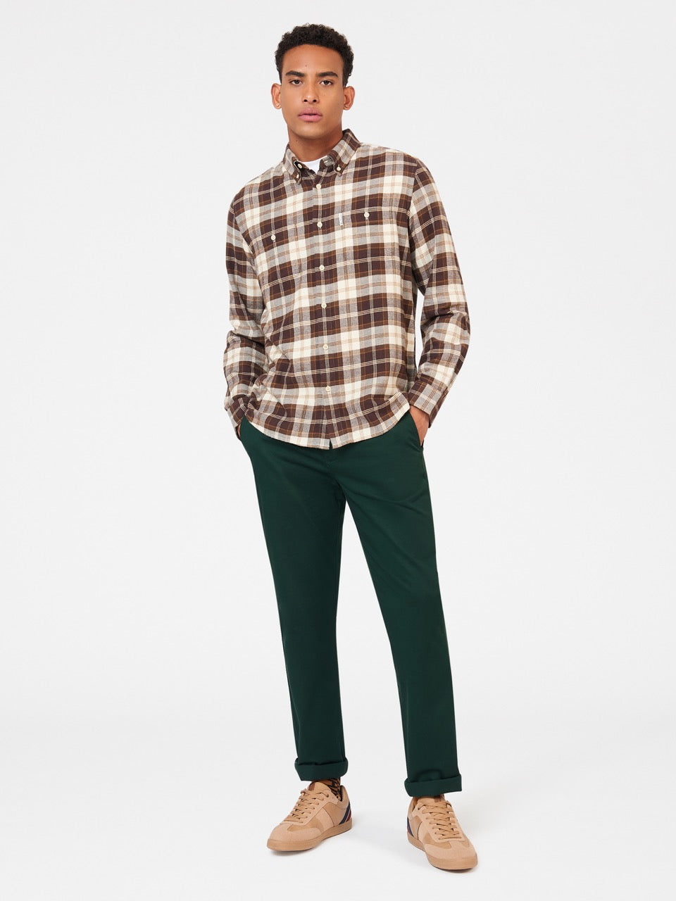 Ben Sherman Brushed Plain Check Ingek Csokoládé | 480-URECXA