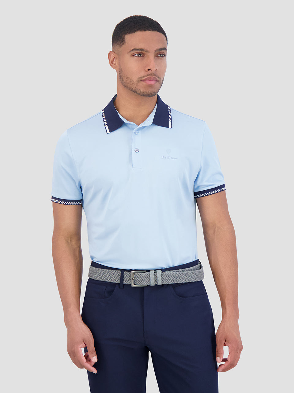 Ben Sherman Checker Rib Air Pique Sports Fit Pólóing Kék | 792-AOHSYJ