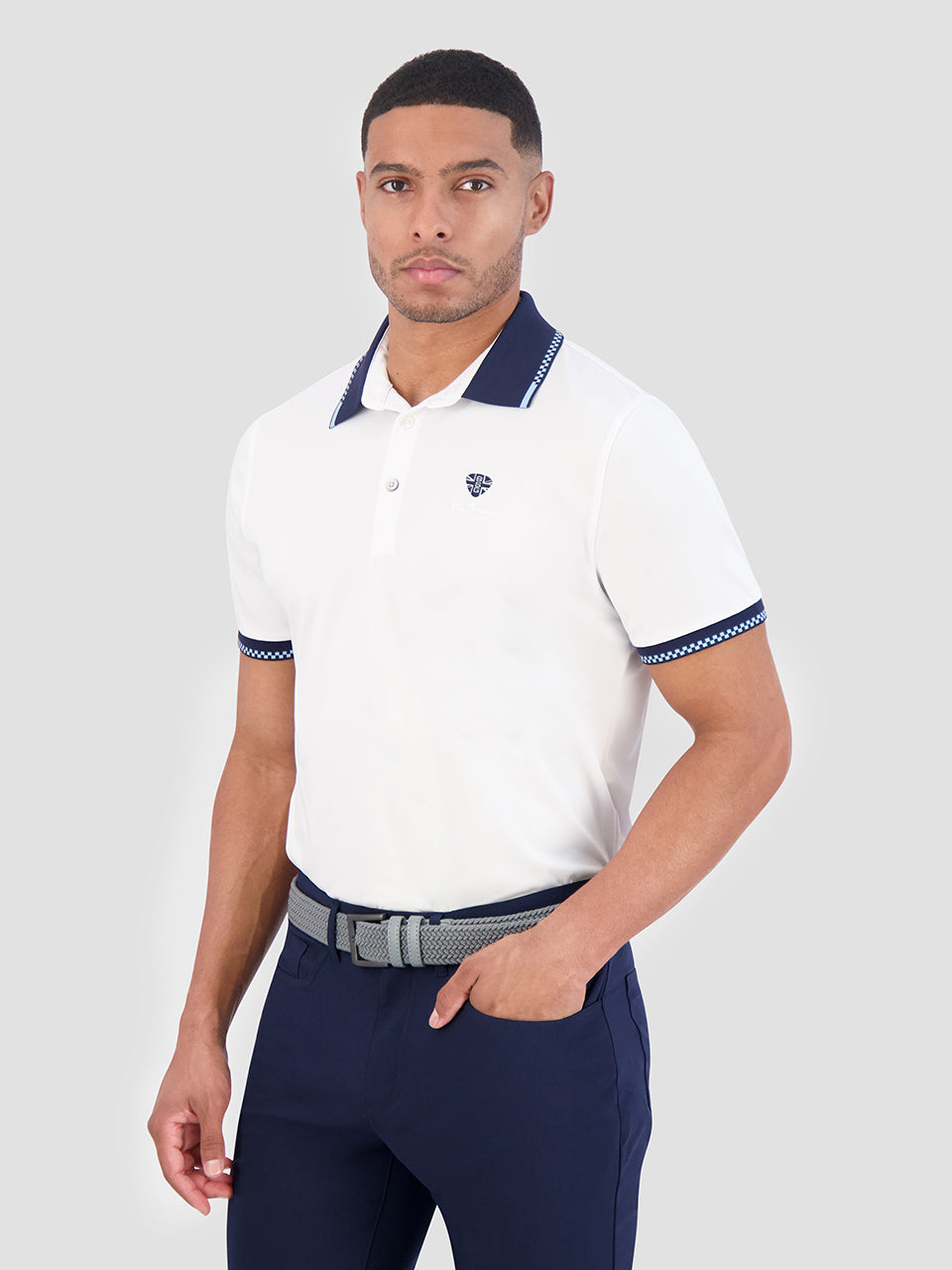 Ben Sherman Checker Rib Air Pique Sports Fit Pólóing Fehér | 358-EDNVFB