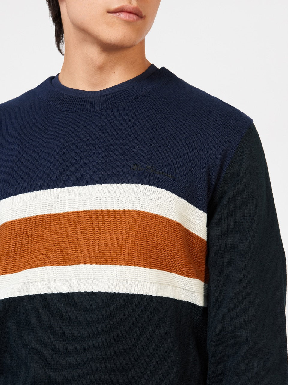 Ben Sherman Chest Stripe Crewneck Kötöttáru Fekete | 218-YZTNVS