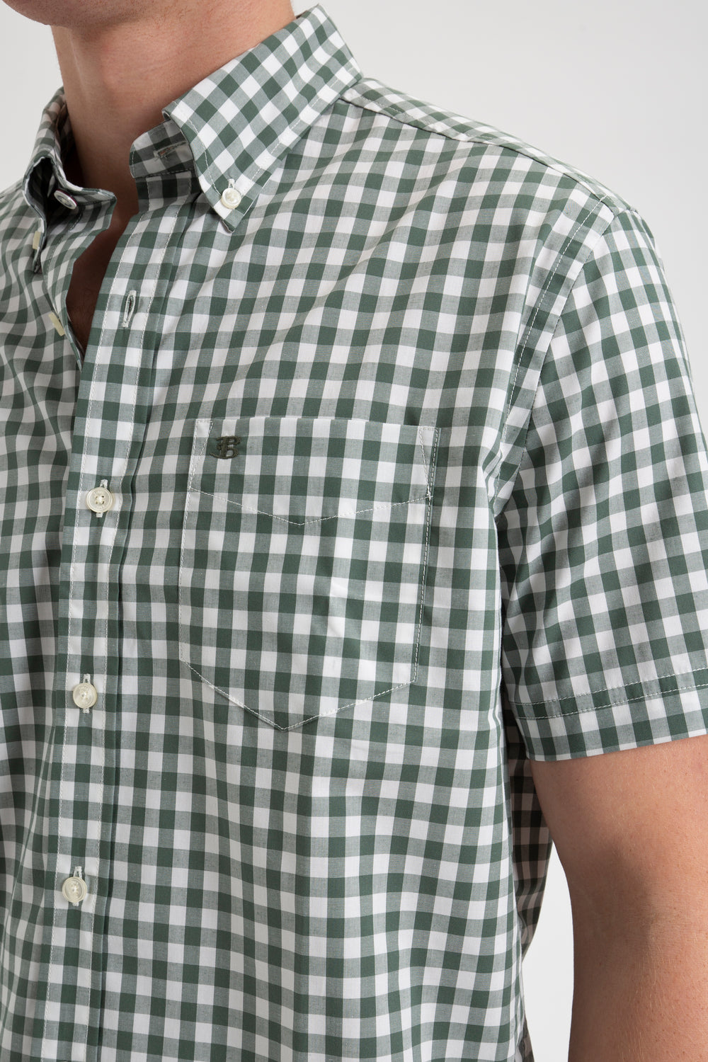 Ben Sherman House Poplin Gingham Ingek Olivazöld | 805-EDXRNT