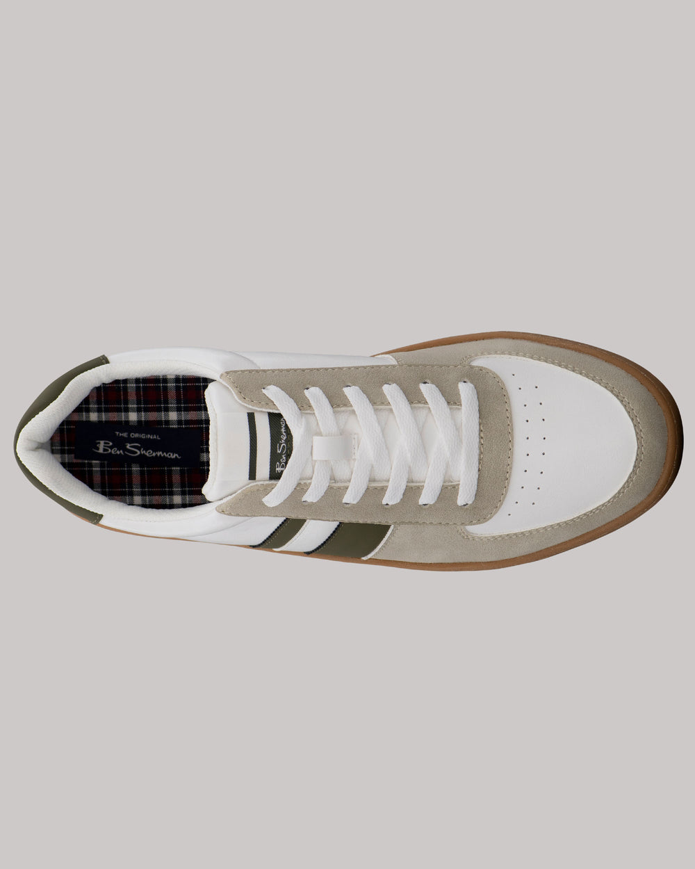 Ben Sherman Hyde Olive Stripe Sportcipő Fehér | 635-EPTRYF