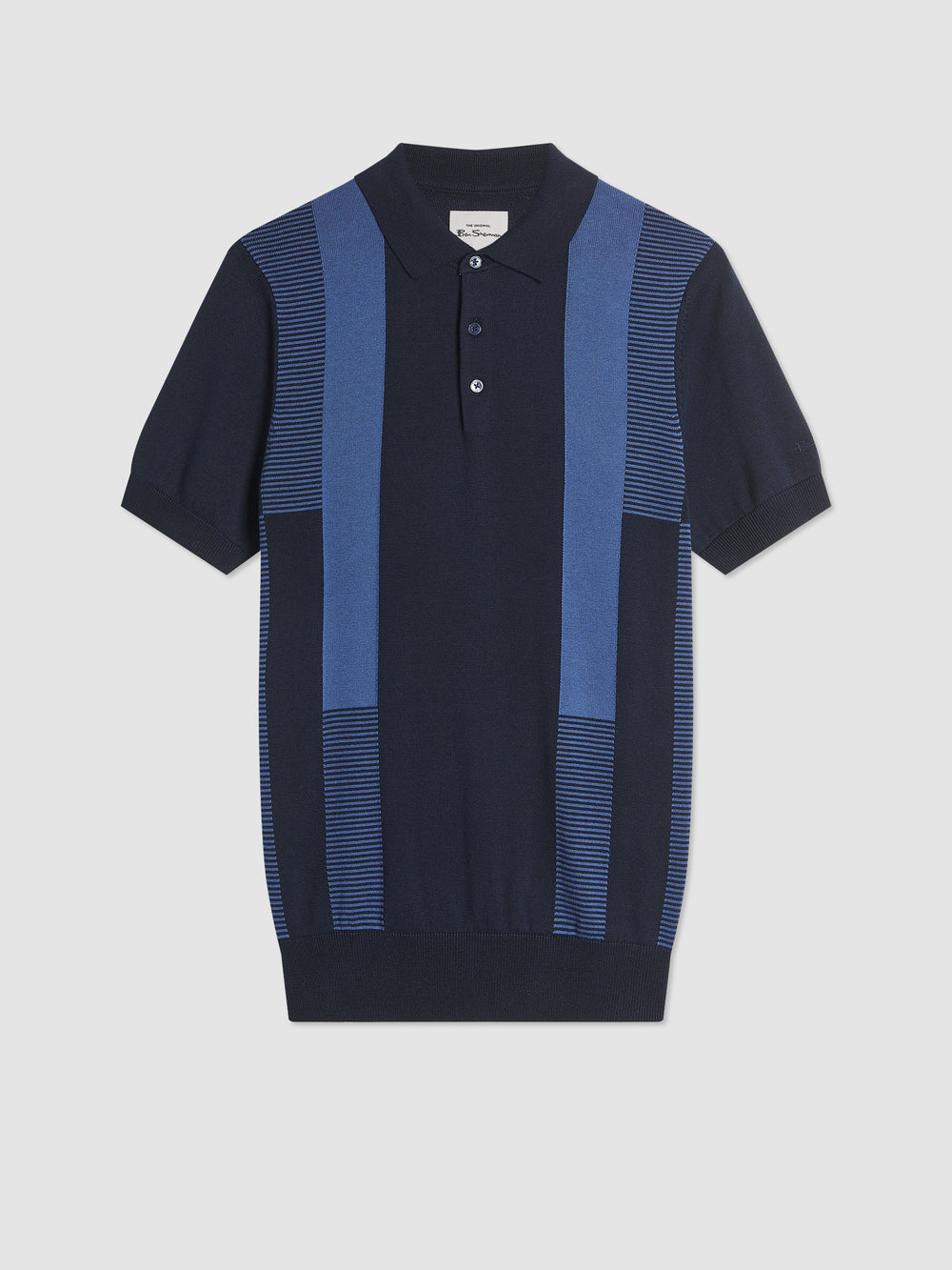 Ben Sherman Intarsia Stripe Garbónyakú Pulóver Sötétkék | 165-CLSBAH