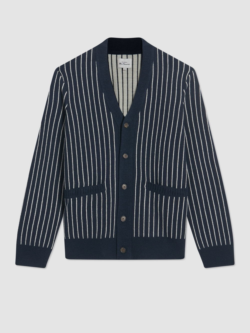 Ben Sherman Jacquard Stripe Cardigan Kötöttáru Sötétkék | 945-LEMYVJ