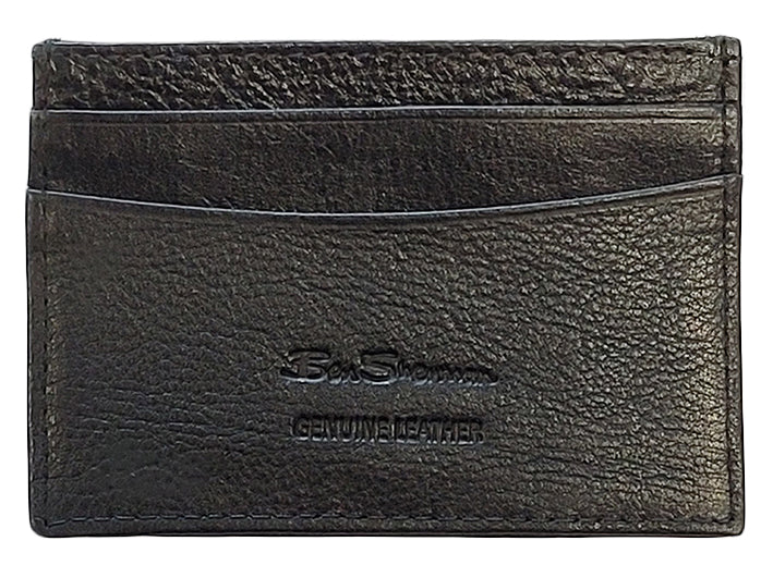 Ben Sherman Koki Leather Card Holder Pénztárca Fekete | 497-JPVOIE