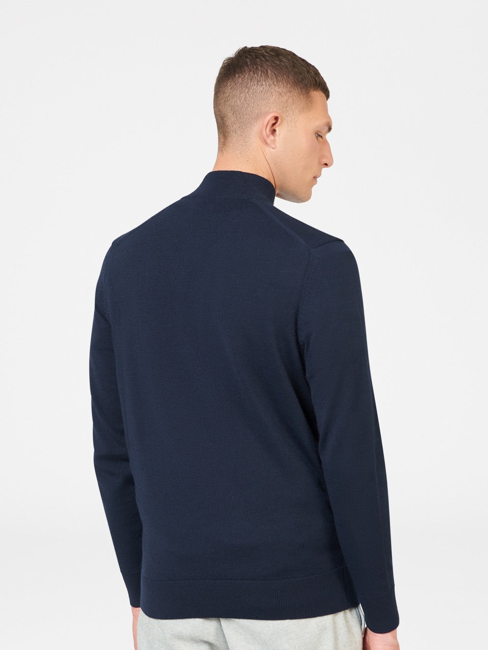 Ben Sherman Merino Half-Zip Kötöttáru Sötétkék | 907-VFSMJX