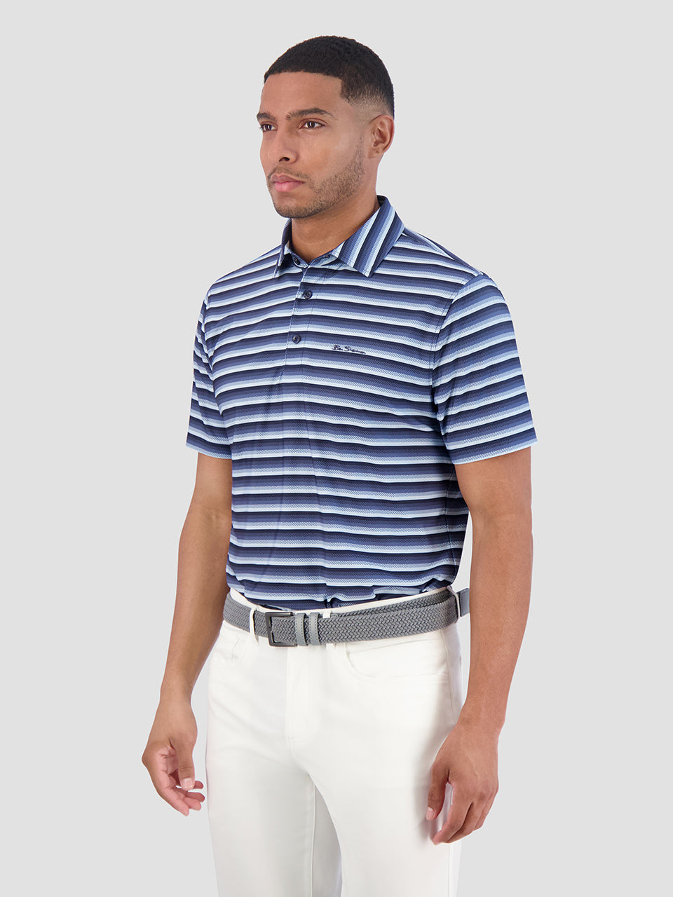 Ben Sherman Multi Stripe Tech Jersey Sports Fit Pólóing Sötétkék | 047-CDZASI