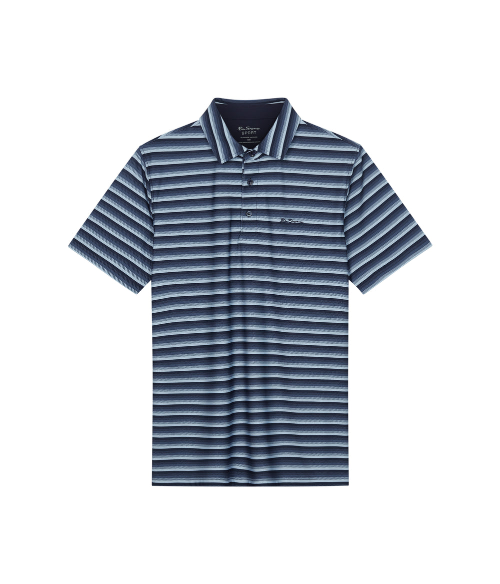 Ben Sherman Multi Stripe Tech Jersey Sports Fit Pólóing Sötétkék | 047-CDZASI