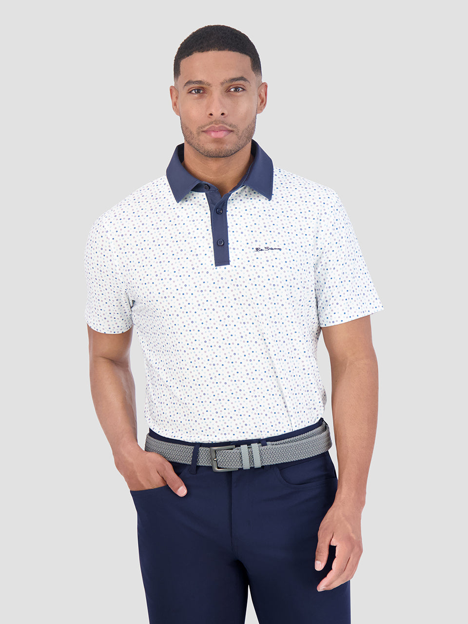 Ben Sherman Polka Dots Tech Jersey Sports Fit Pólóing Fehér | 940-RYFJUD