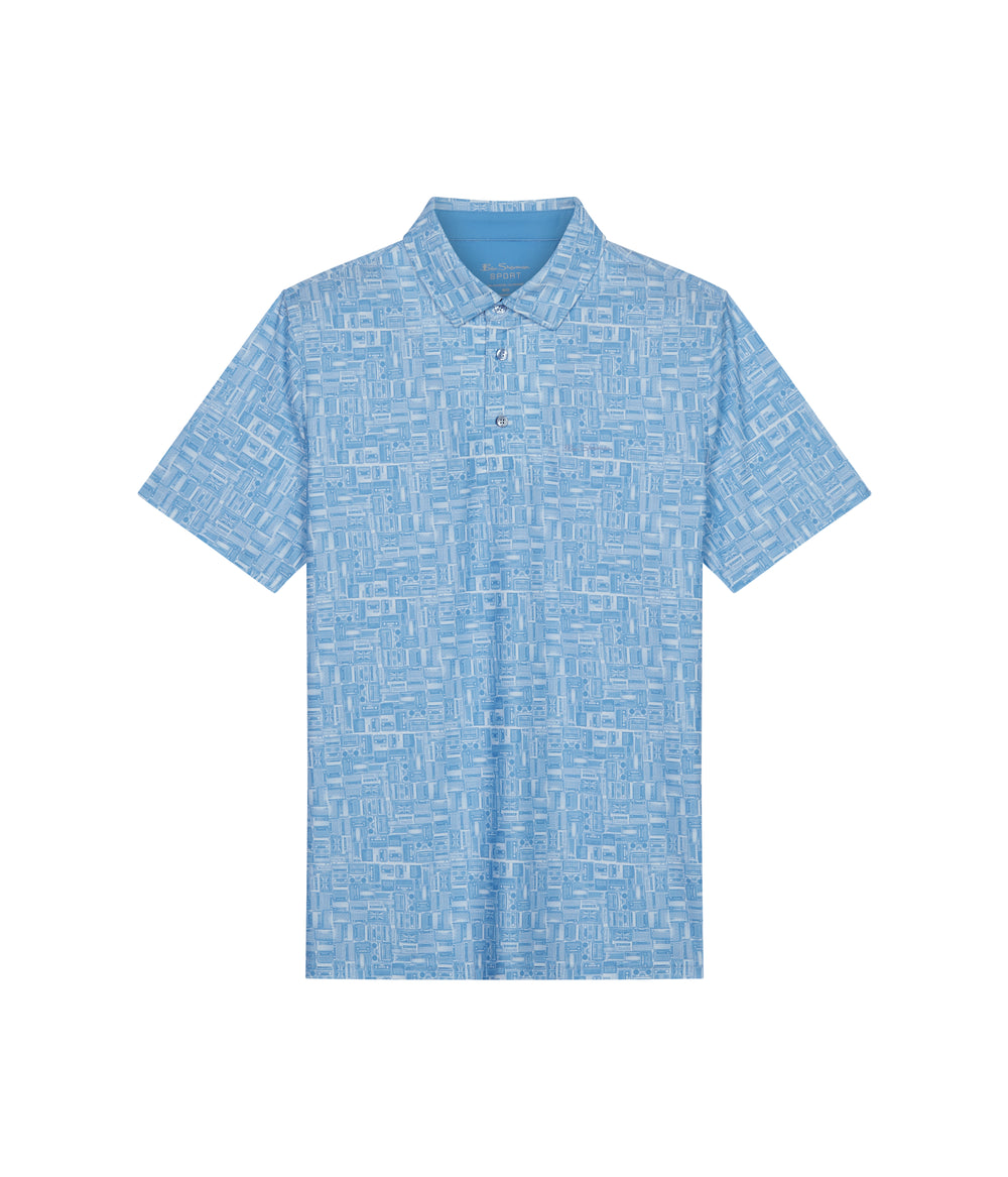 Ben Sherman Radio Stack Tech Jersey Sports Fit Pólóing Kék | 435-MPQGJB