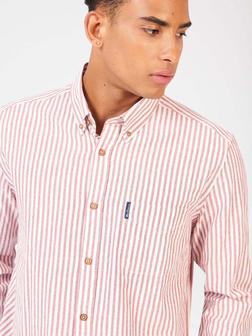 Ben Sherman Recycled Cotton Oxford Stripe Ingek Narancssárga | 160-IQTHDA