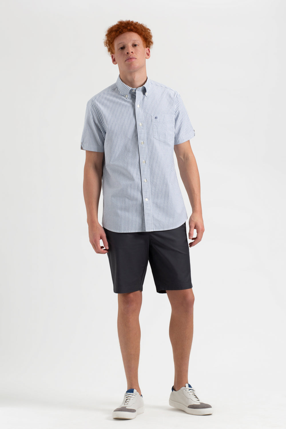 Ben Sherman Short Sleeve Brighton Oxford Organic Bengal Stripe Ingek Sötétkék | 231-PGBLHS