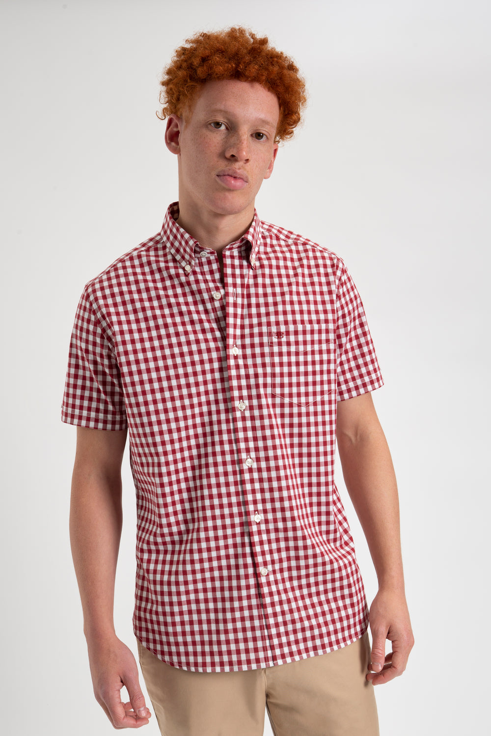 Ben Sherman Short Sleeve House Poplin Gingham Ingek Bordó | 634-IAPZNX