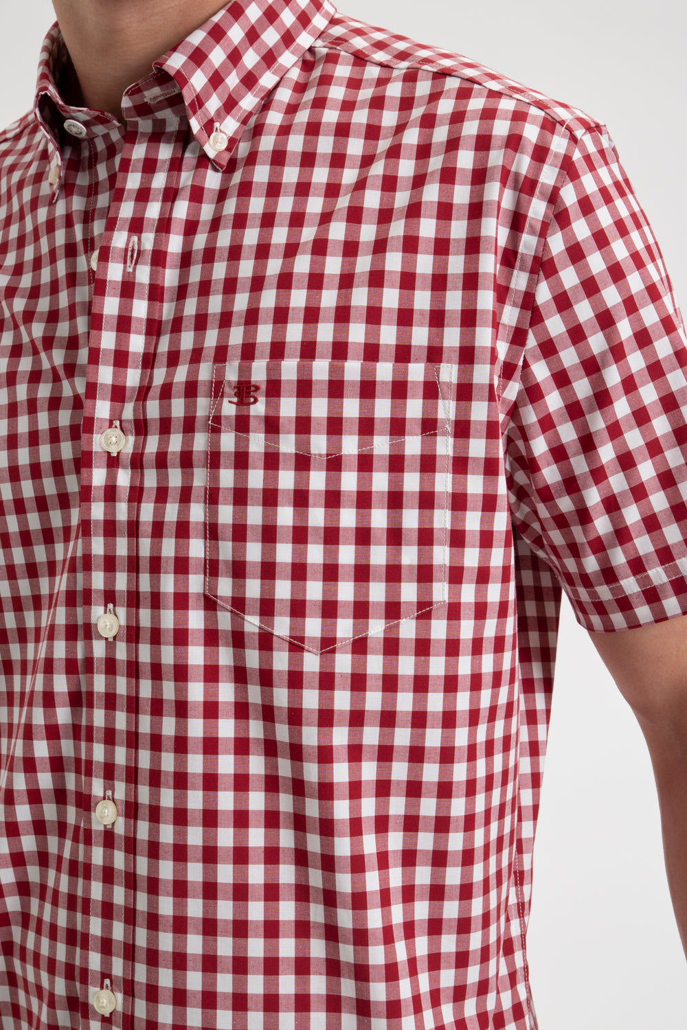 Ben Sherman Short Sleeve House Poplin Gingham Ingek Bordó | 634-IAPZNX