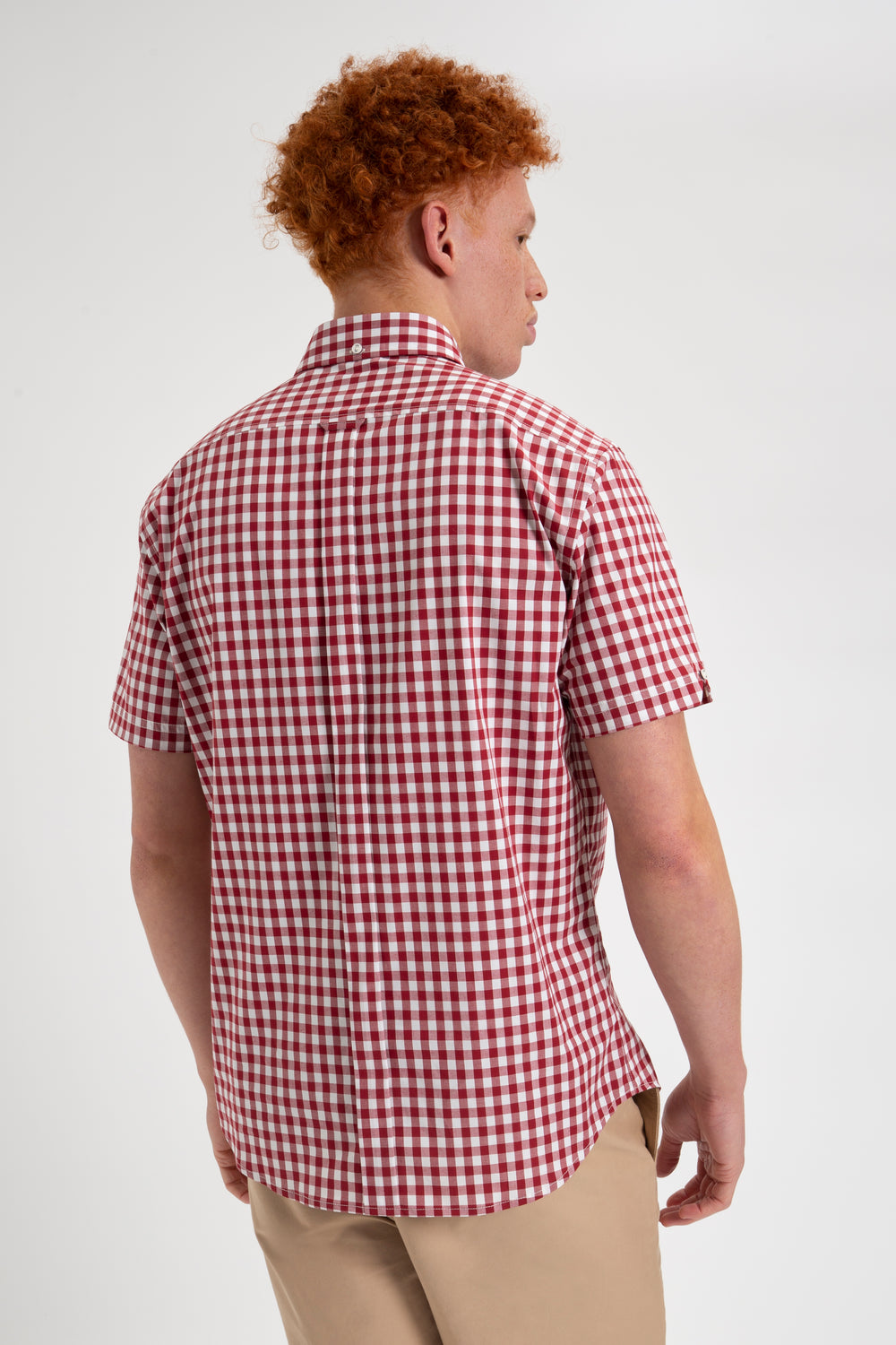 Ben Sherman Short Sleeve House Poplin Gingham Ingek Bordó | 634-IAPZNX