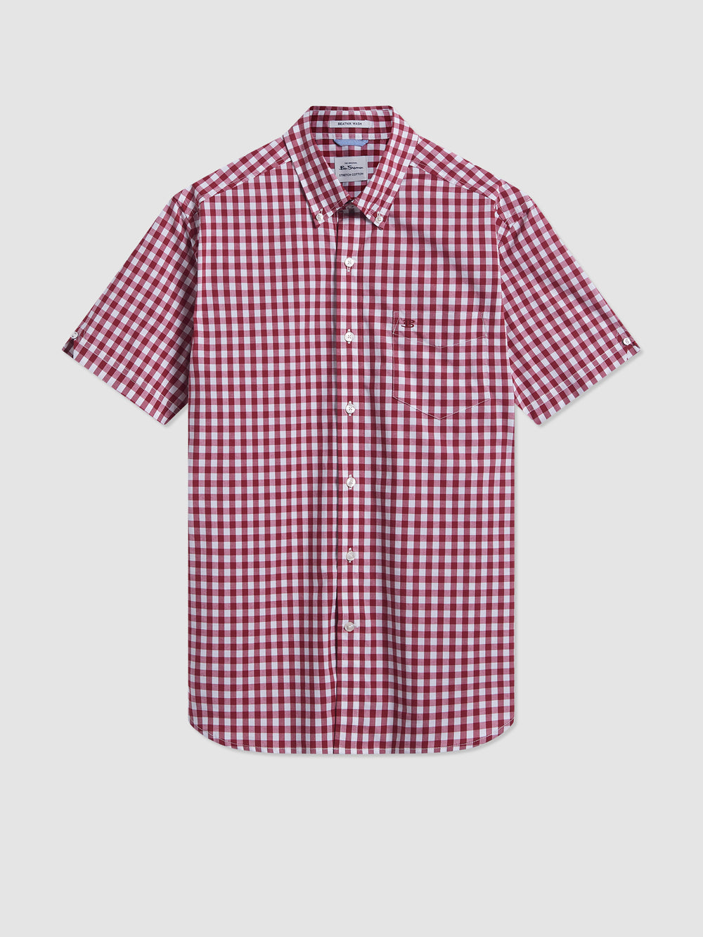 Ben Sherman Short Sleeve House Poplin Gingham Ingek Bordó | 634-IAPZNX