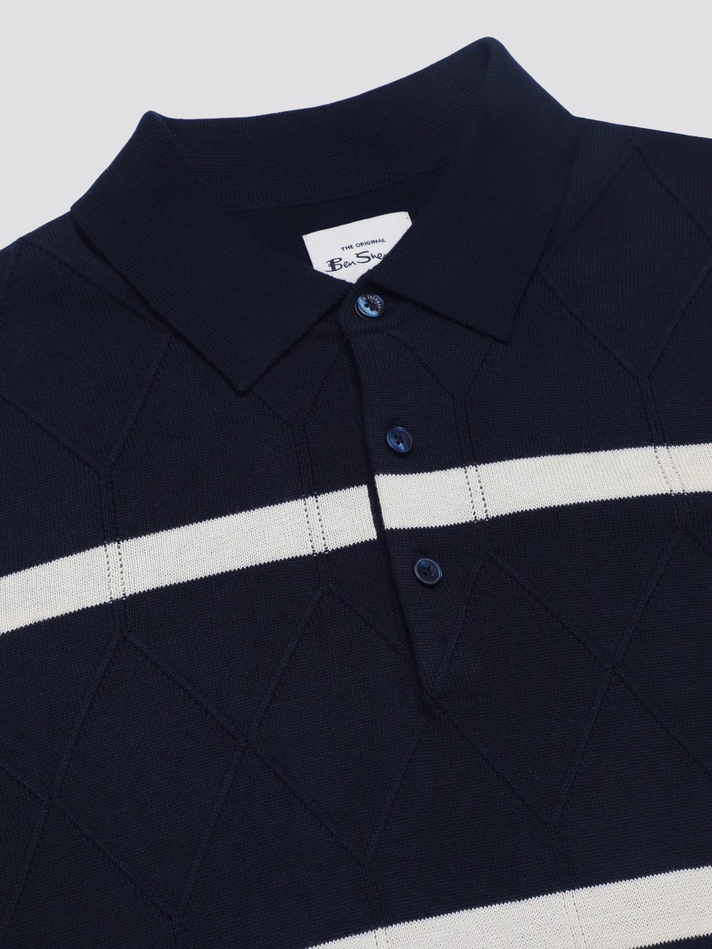 Ben Sherman Signature Argyle Stripe Polo Kötöttáru Sötétkék | 148-VMNRLO