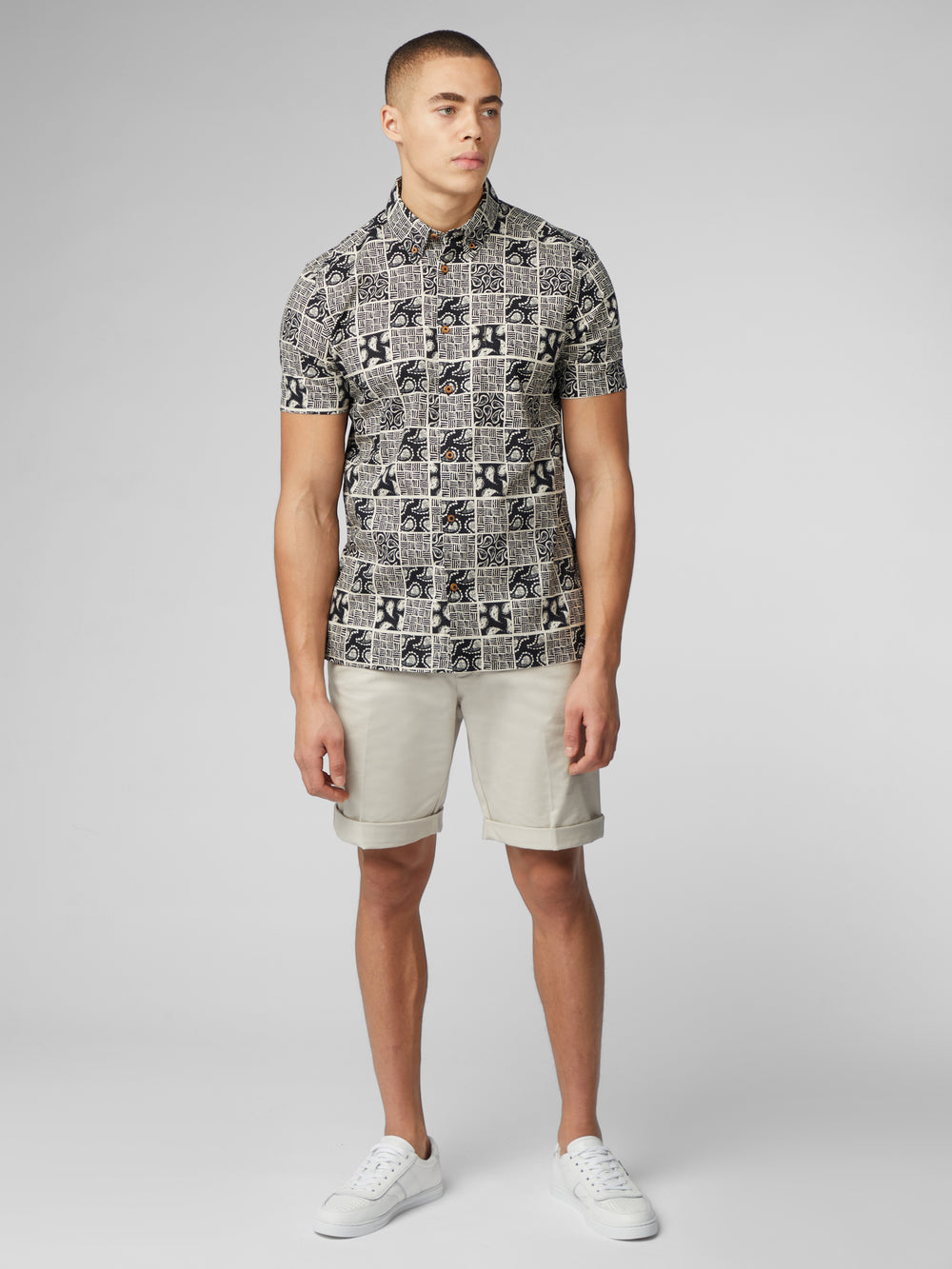 Ben Sherman Signature Checkerboard Paisley Print Ingek Fekete | 867-TMWDBJ