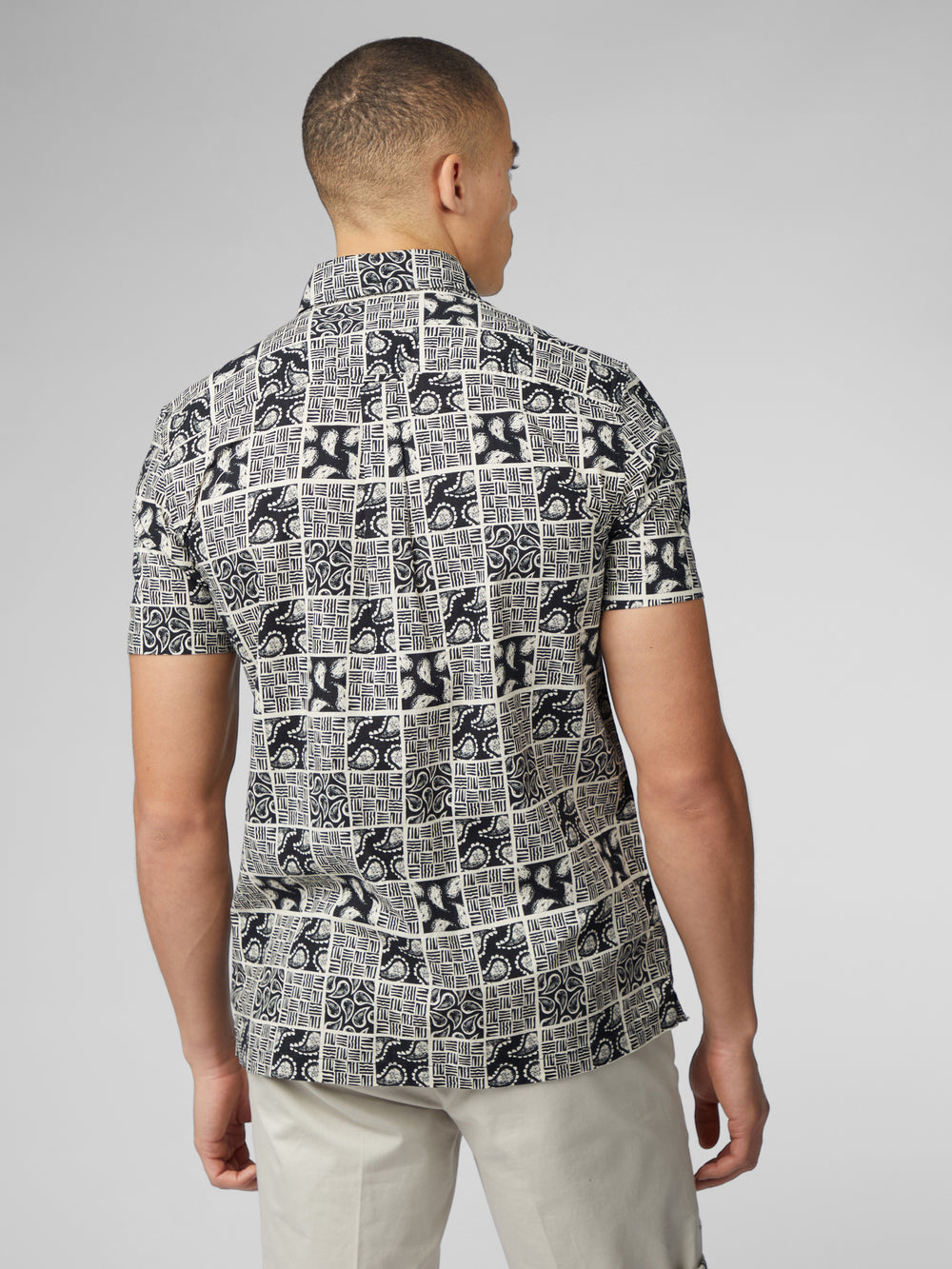 Ben Sherman Signature Checkerboard Paisley Print Ingek Fekete | 867-TMWDBJ