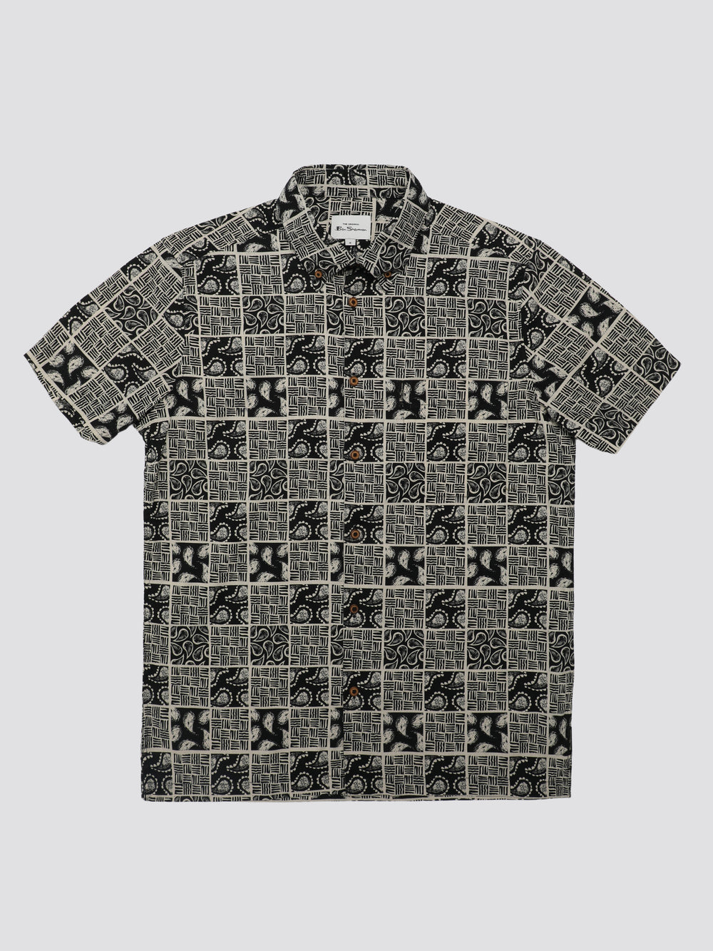 Ben Sherman Signature Checkerboard Paisley Print Ingek Fekete | 867-TMWDBJ