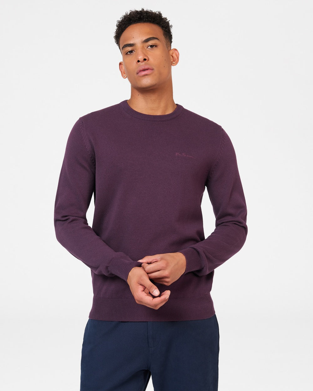 Ben Sherman Signature Crewneck Kötöttáru Lila | 879-SMPYHV