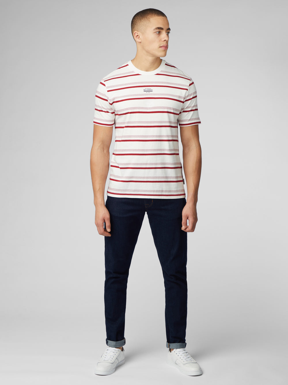 Ben Sherman Signature Fine Stripe Póló Fehér | 609-JSRNVI