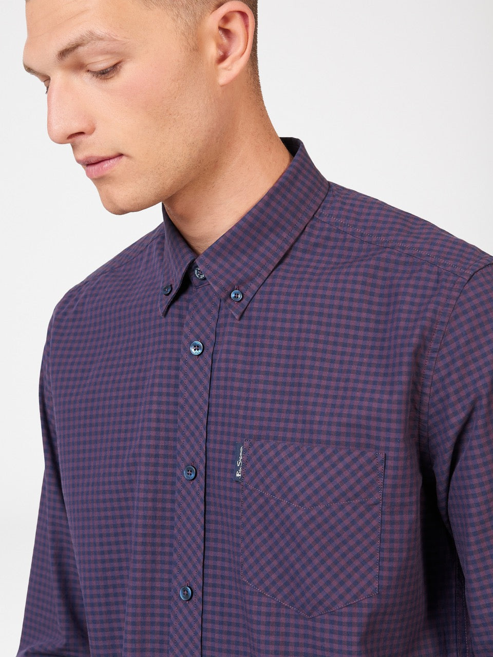 Ben Sherman Signature Gingham Long-Sleeve Ingek Lila | 326-PYWACN