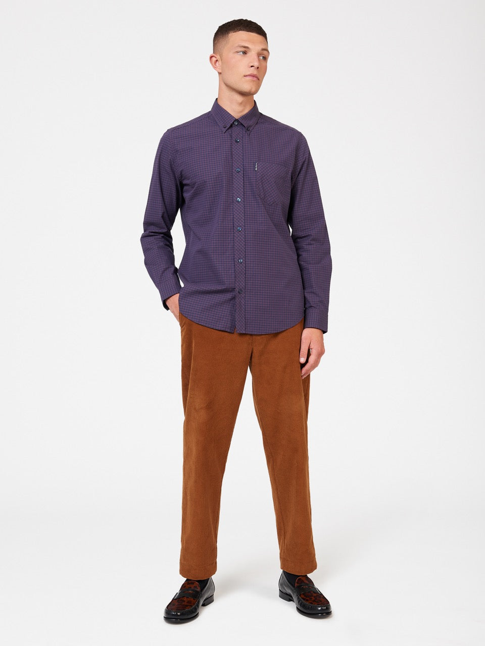 Ben Sherman Signature Gingham Long-Sleeve Ingek Lila | 326-PYWACN