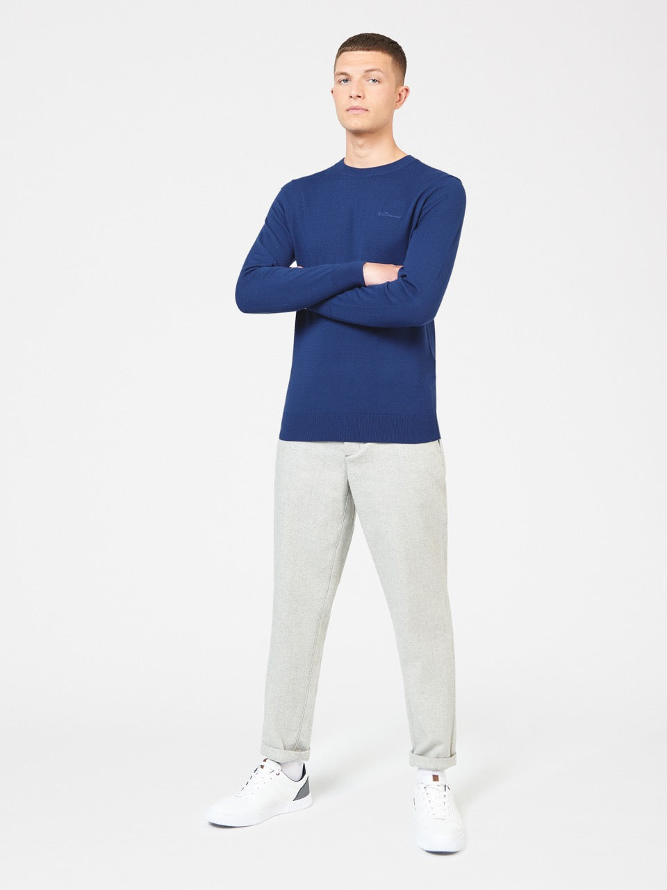 Ben Sherman Signature Merino Crewneck Kötöttáru Kék | 857-LBPSCU