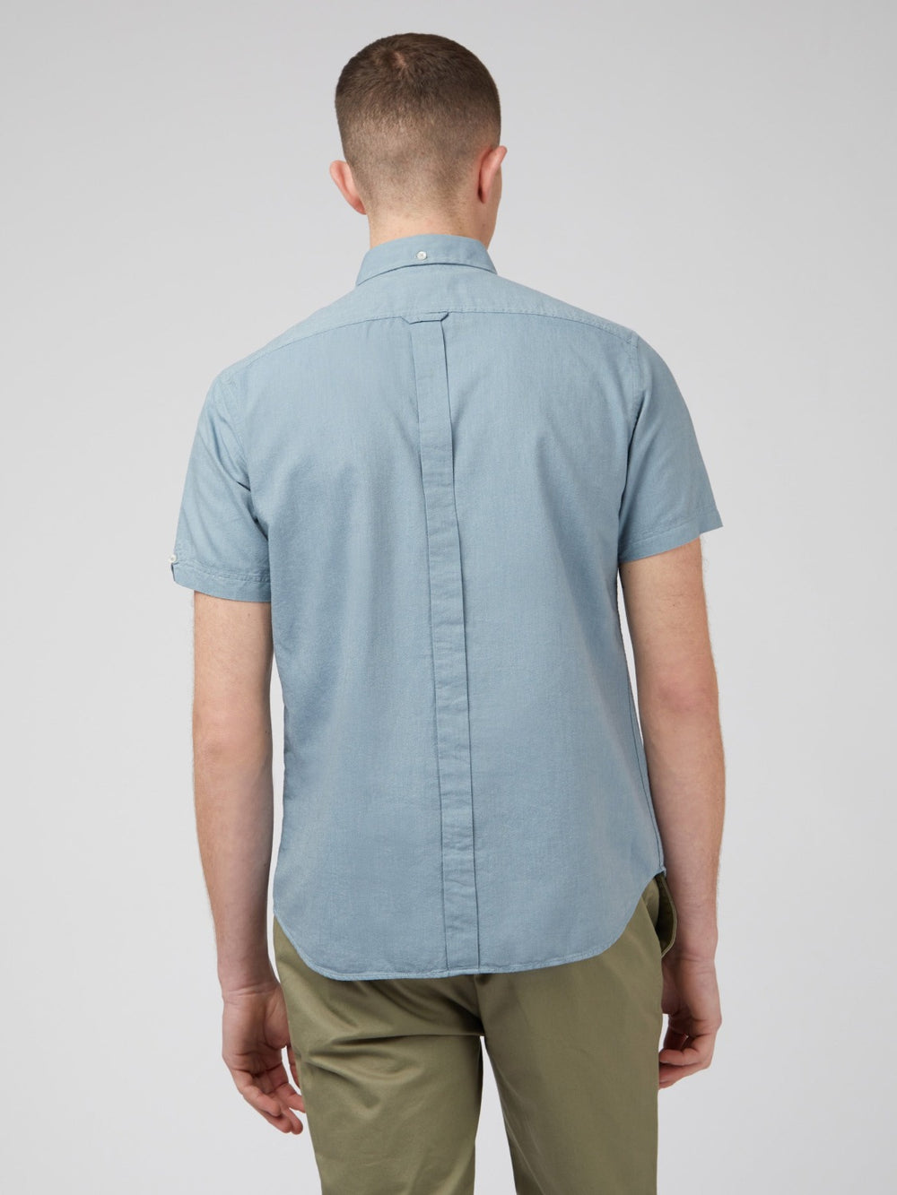 Ben Sherman Signature Organic Short-Sleeve Oxford Shadow Ingek Kék Szürke | 013-WKAMJT