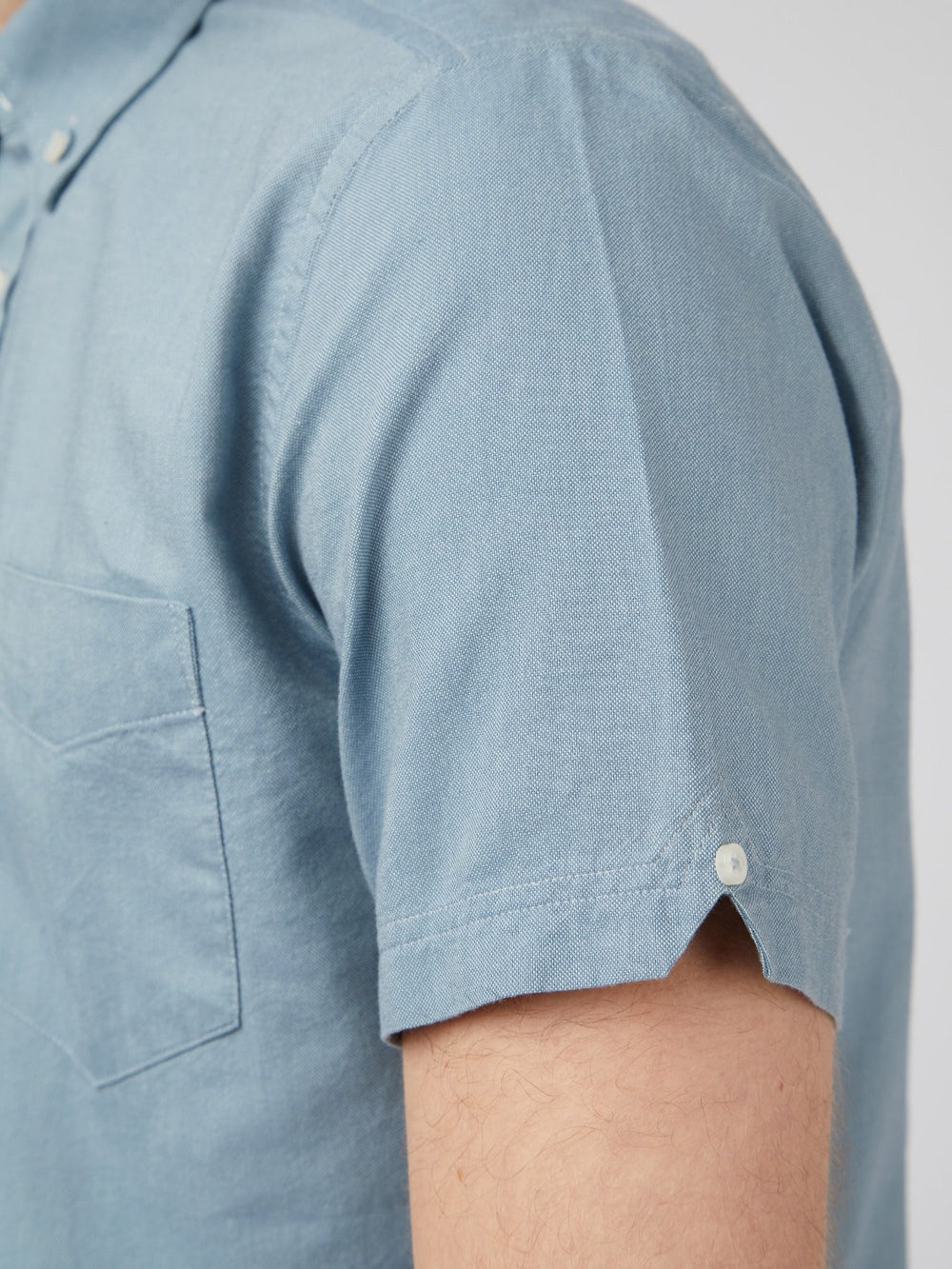 Ben Sherman Signature Organic Short-Sleeve Oxford Shadow Ingek Kék Szürke | 013-WKAMJT