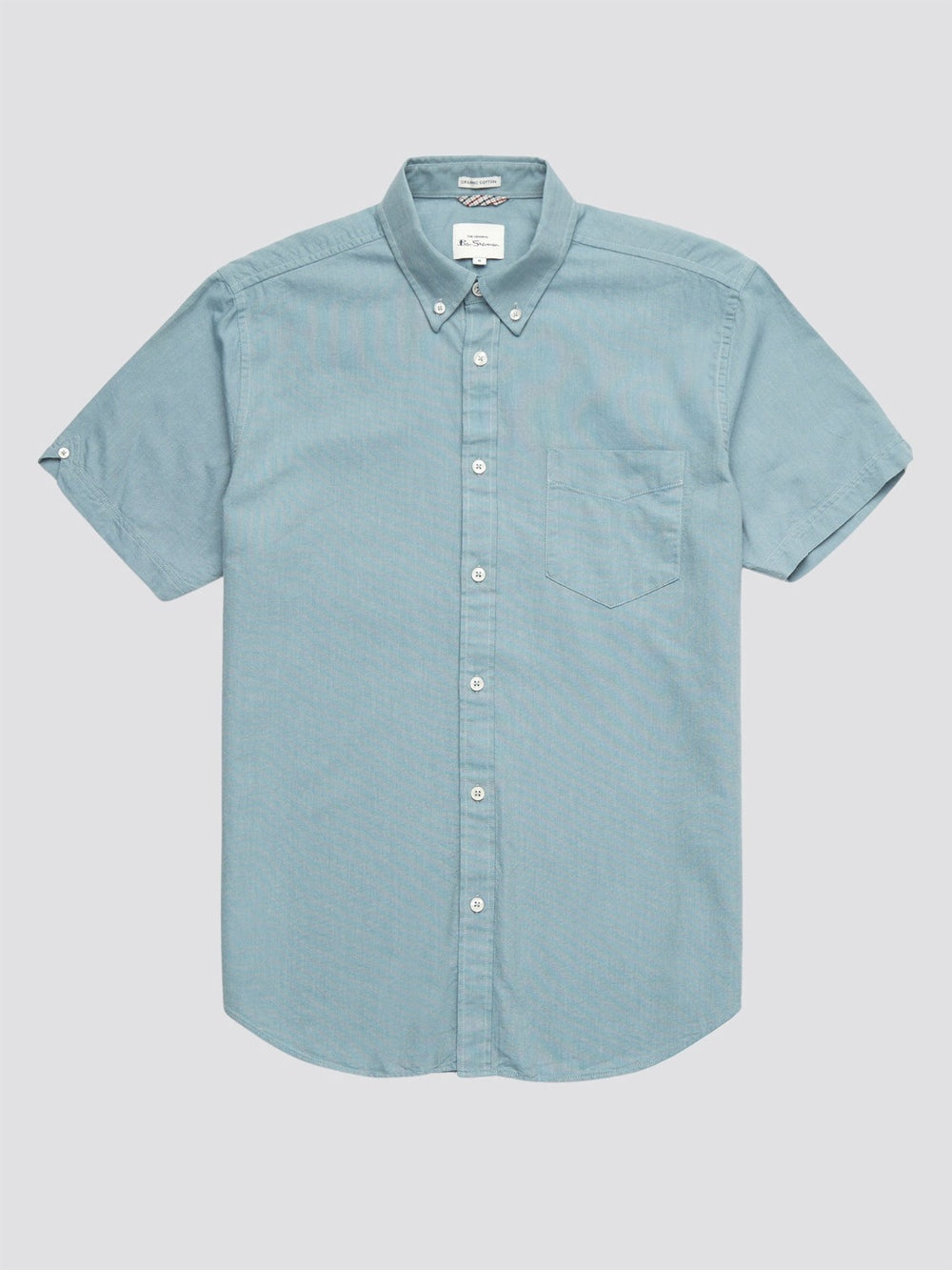 Ben Sherman Signature Organic Short-Sleeve Oxford Shadow Ingek Kék Szürke | 013-WKAMJT