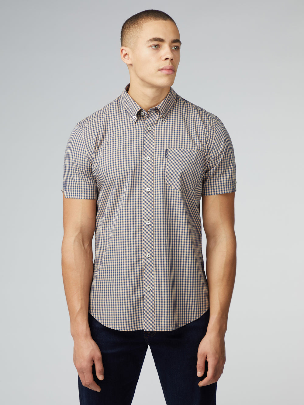 Ben Sherman Signature Short Sleeve Gingham Ingek Réz Narancssárga | 604-VPIQTK