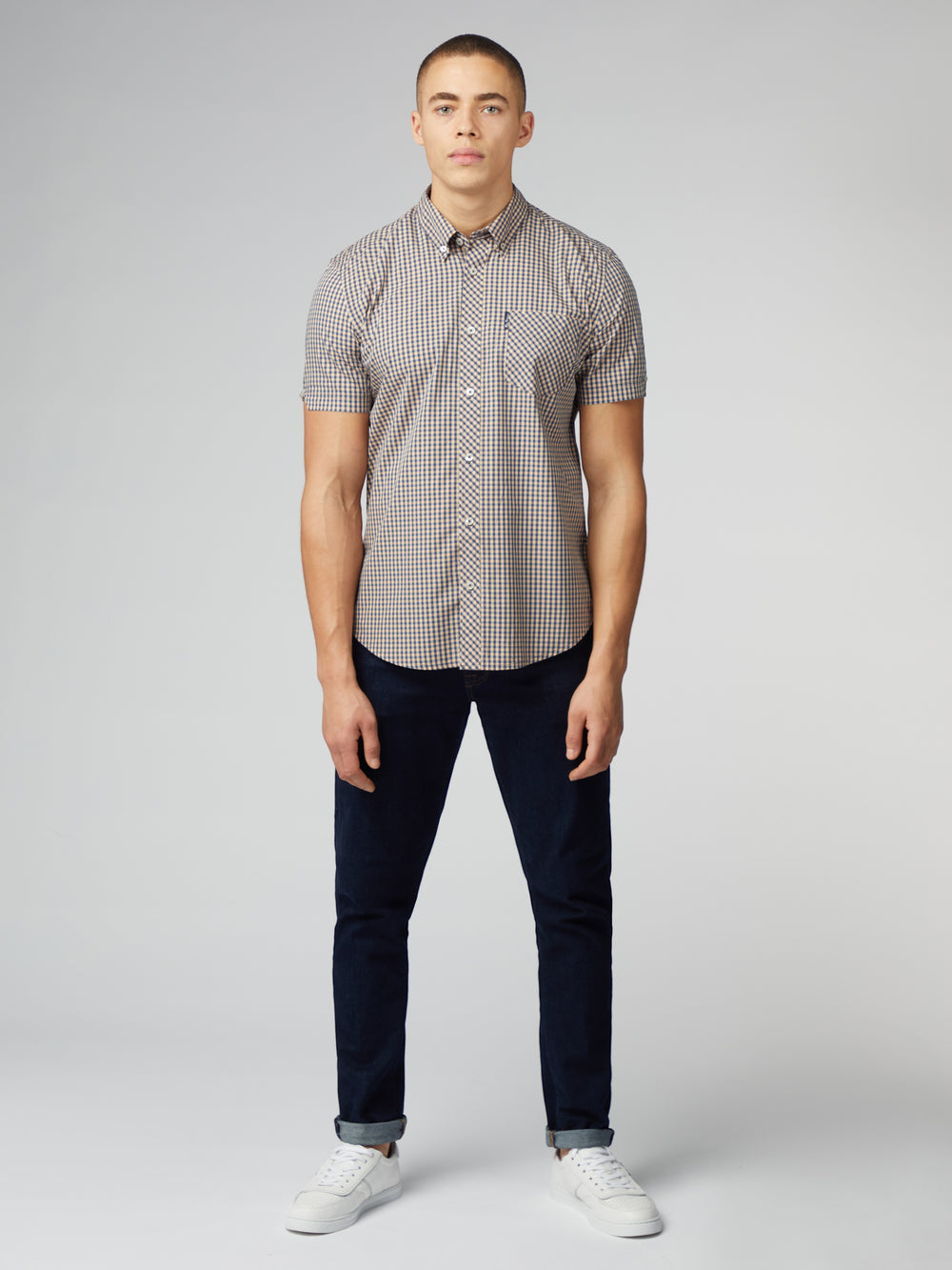 Ben Sherman Signature Short Sleeve Gingham Ingek Réz Narancssárga | 604-VPIQTK