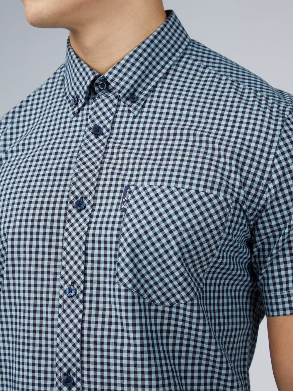 Ben Sherman Signature Short Sleeve Gingham Ingek Kék | 643-OBRTGU