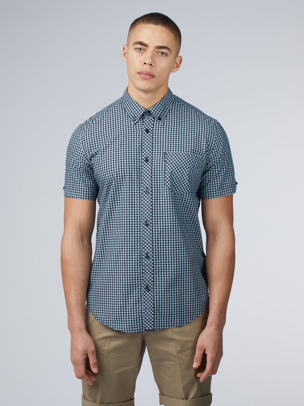 Ben Sherman Signature Short Sleeve Gingham Ingek Kék | 643-OBRTGU